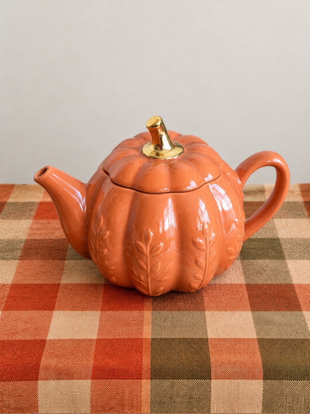 Crofton Fall Ceramic Pumpkin Tea Pot Orange